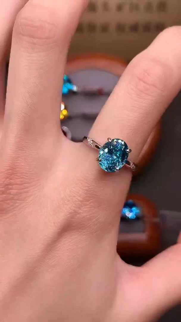 银S925镶嵌戒指帕拉依巴碧玺蓝绿
