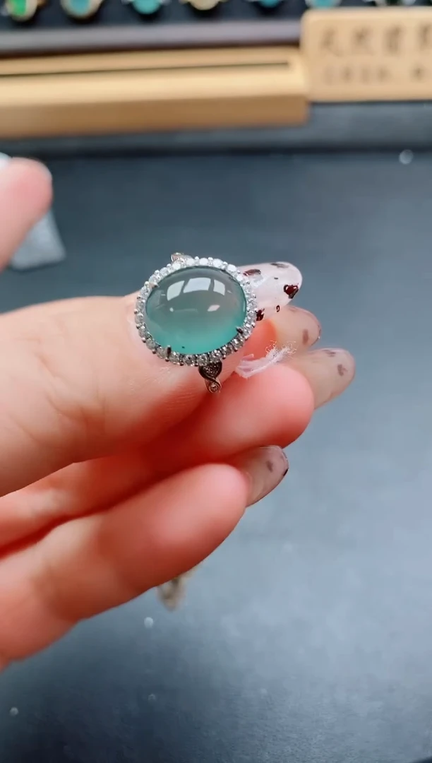 银S925镶嵌戒指翡翠1