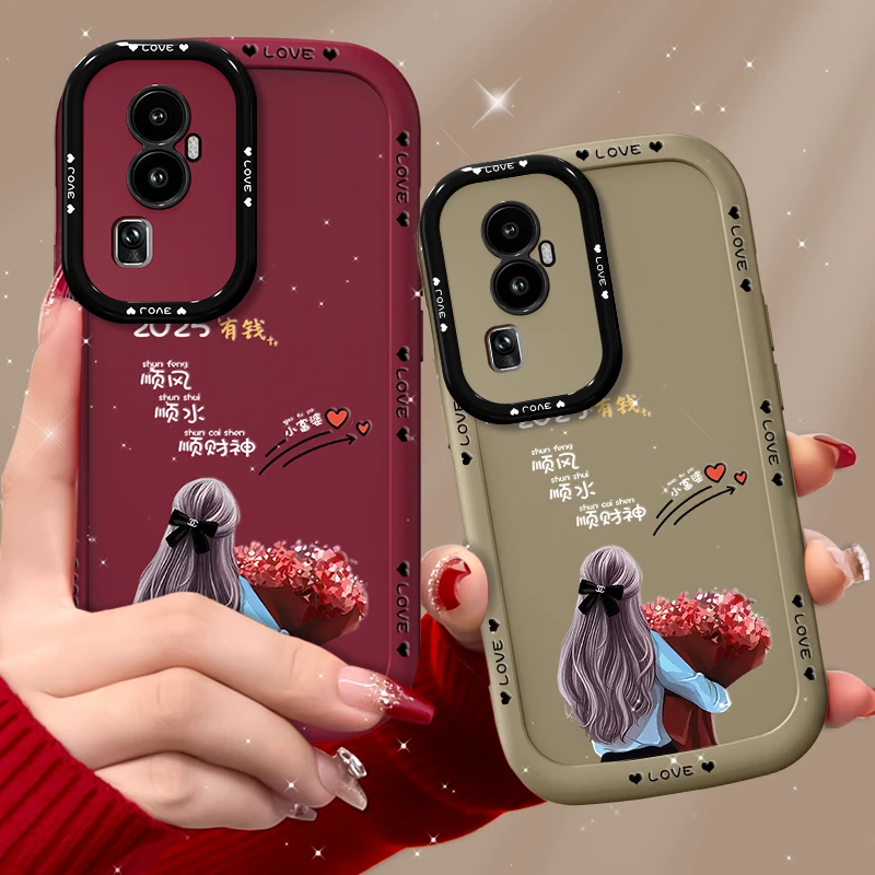 适用opporeno10手机壳捧花女孩2025泡芙壳硅胶软壳全包防摔保护套