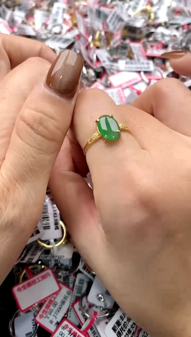 【闪购商品】翡翠戒指银S925镶嵌99999999    1