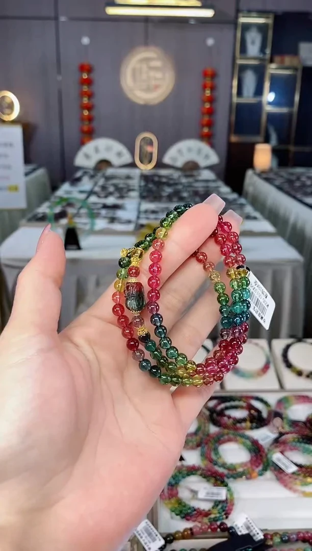 未镶嵌收藏级净体老矿碧玺三圈手串5mm+碧玺hon多样性发一条