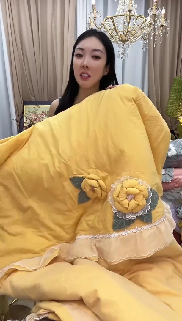 纯棉绒花开满城黄标准