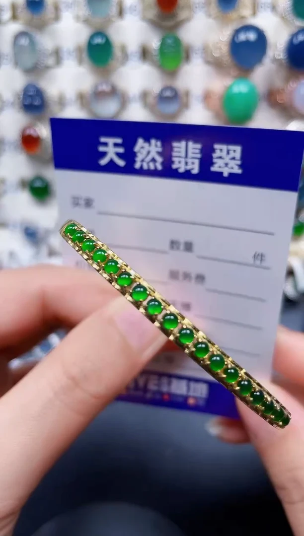 银S925镶嵌手镯翡翠09