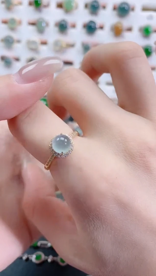 银S925镶嵌戒指翡翠天然翡翠