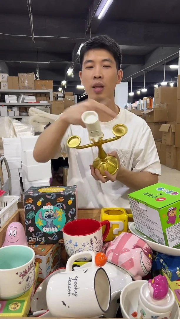 瓷片大号烛台摆件 782-9