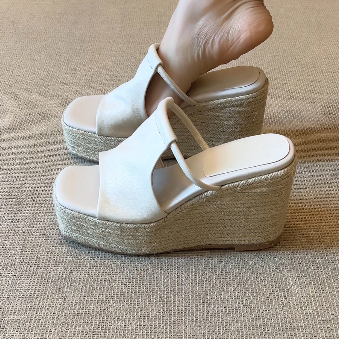 RubyL/9cm2025年夏季小个子超高跟简约休闲舒适百搭露趾坡跟鞋