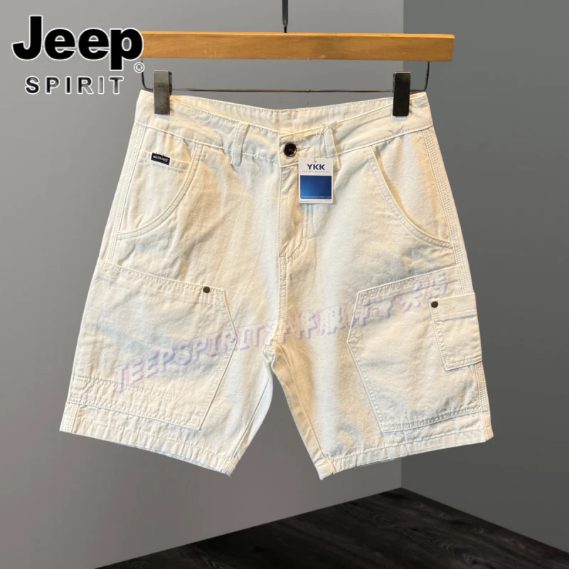 Jeep吉普男士工装牛仔短裤夏季薄款宽松直筒裤时尚休闲透气五分裤