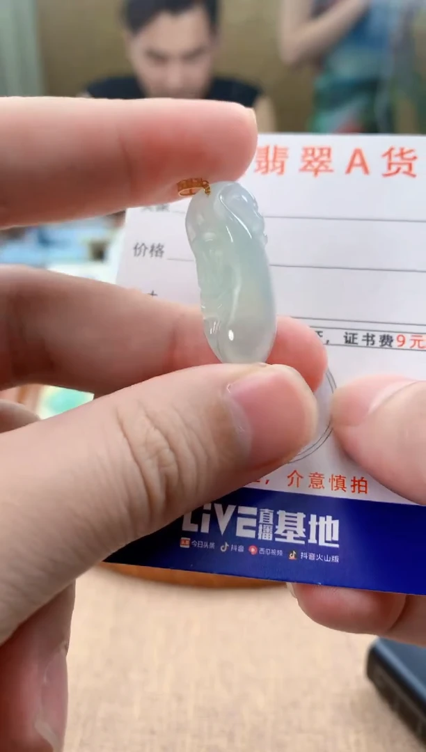 颈饰18K金镶嵌翡翠天然A货翡翠挂件