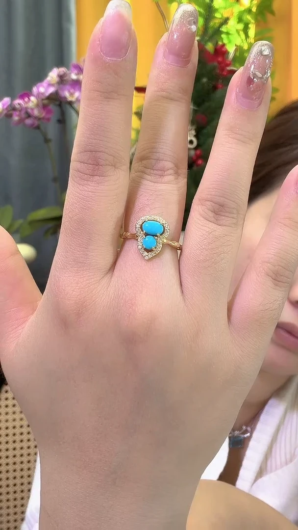 银S925镶嵌绿松石戒指绿松石戒指