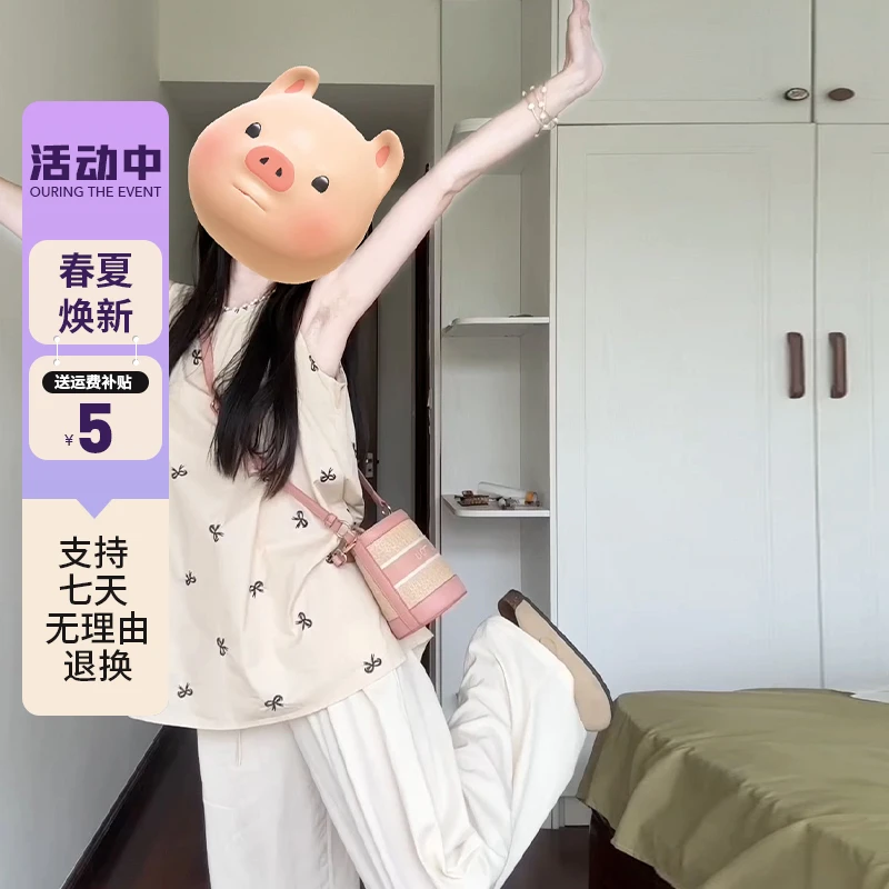 吊带背心挂脖无袖小衫女夏2025新款宽松气质冷淡系高级感上衣3502