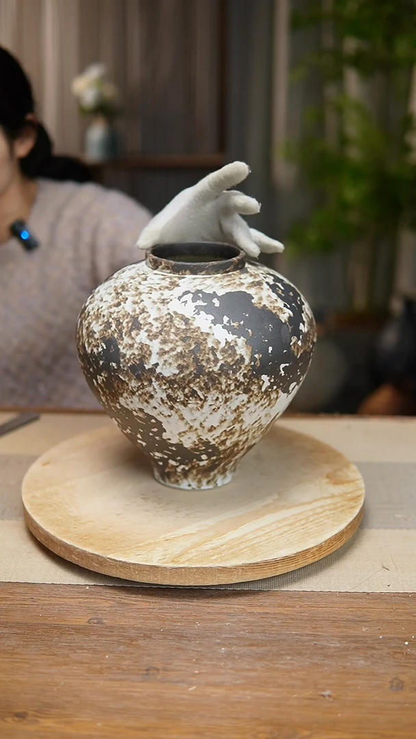 【闪购商品】陶瓷  花器诧寂黑月亮罐