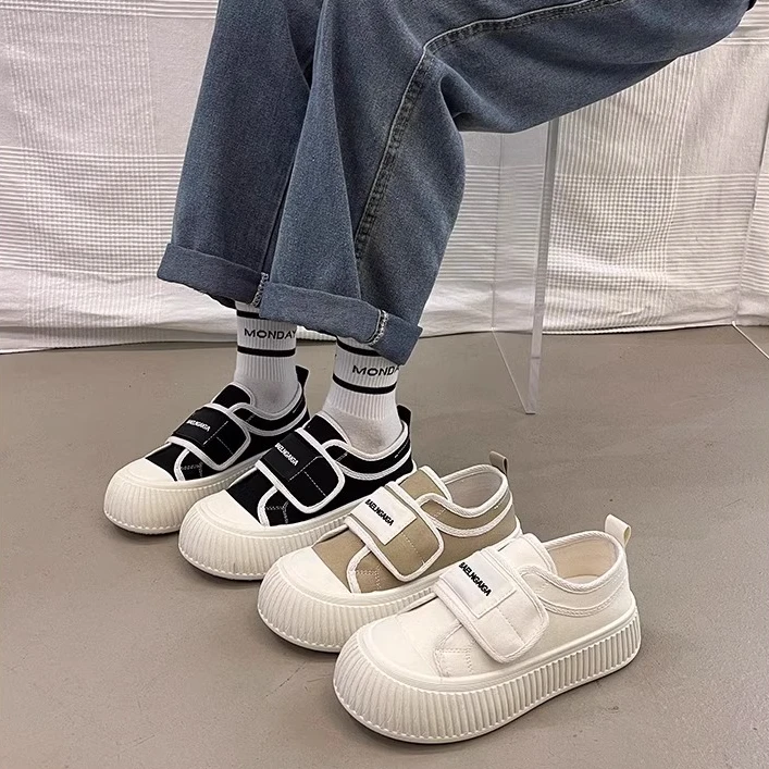 9810帆布鞋女新款厚底百搭运动休闲饼干鞋爆款轻便大头丑萌鞋