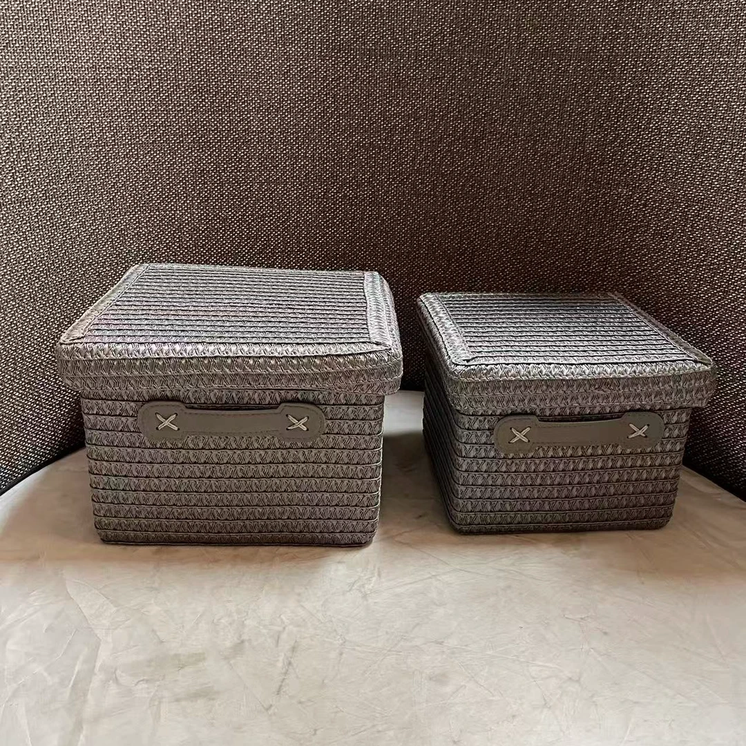 5873瑕疵款 大号26*26*19小号23*23*17cm 家用收纳筐桌面储物篮盒