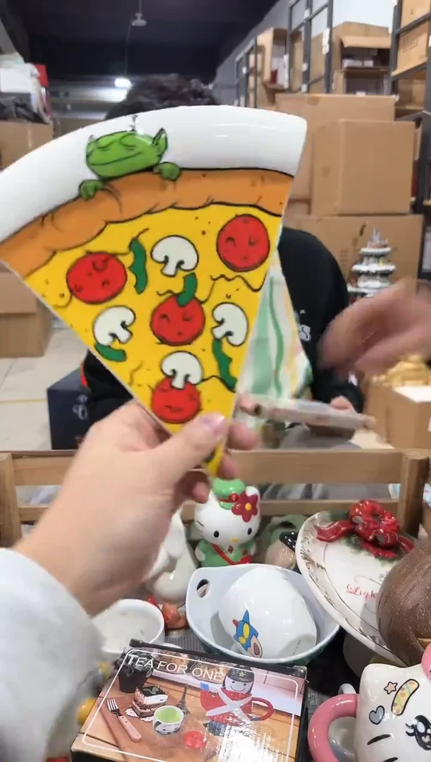 摆件原盒三眼仔披萨餐盘
