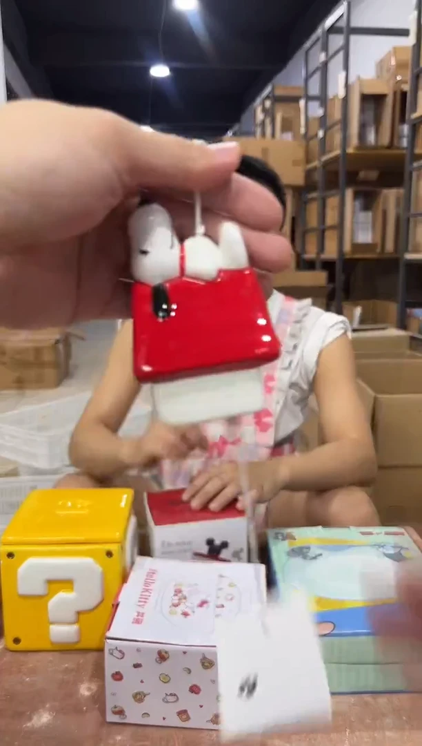 瓷片史努比红房子风铃