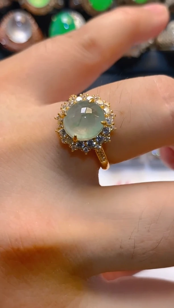 翡翠银S925镶嵌耳饰天然