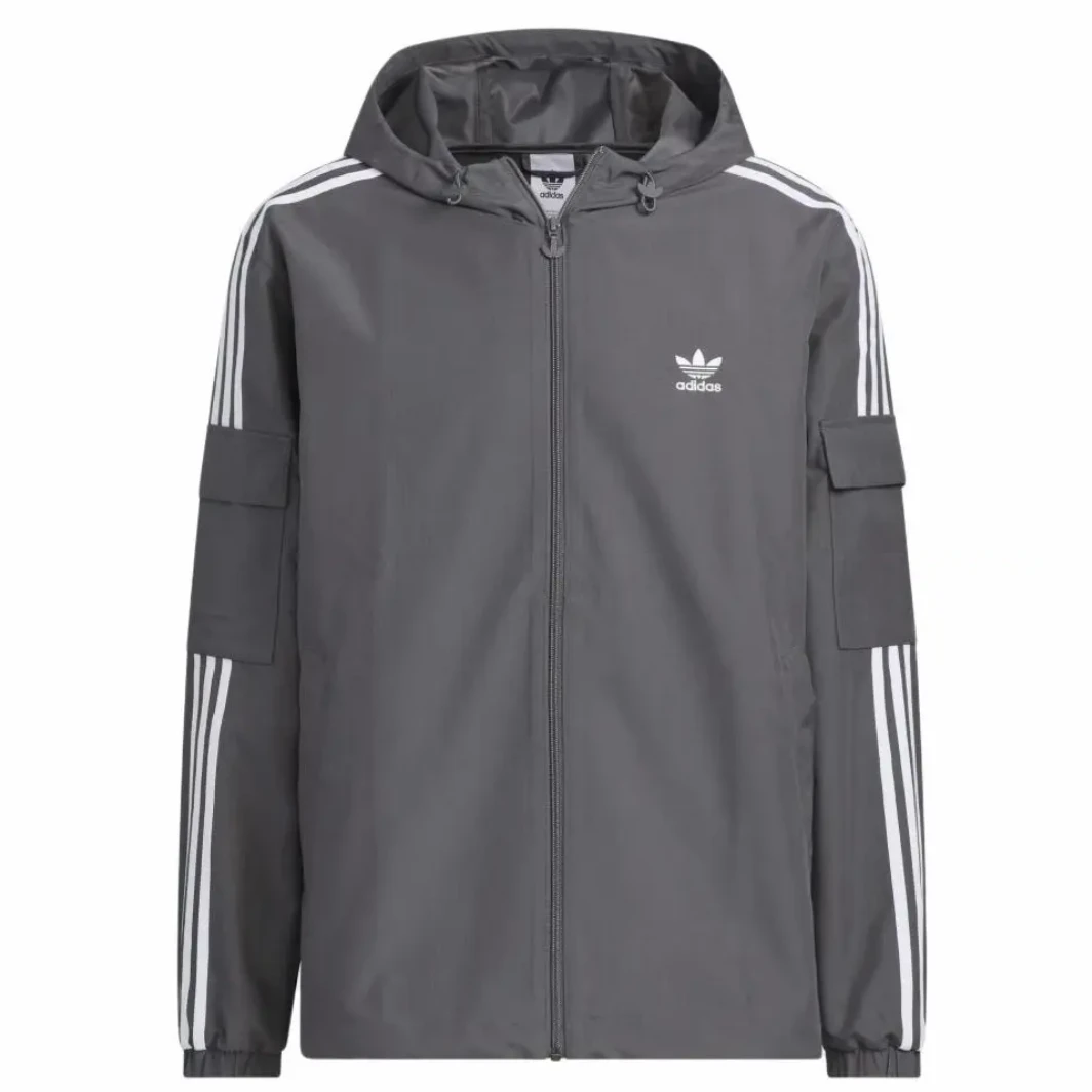 adidas/阿迪达斯 店铺推荐休闲百搭连帽夹克外套深灰色KB1942