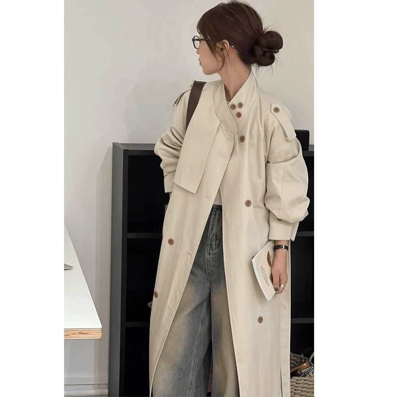 风衣外套女白色2025春秋新款中长款高个子小个子英伦风大衣超好看