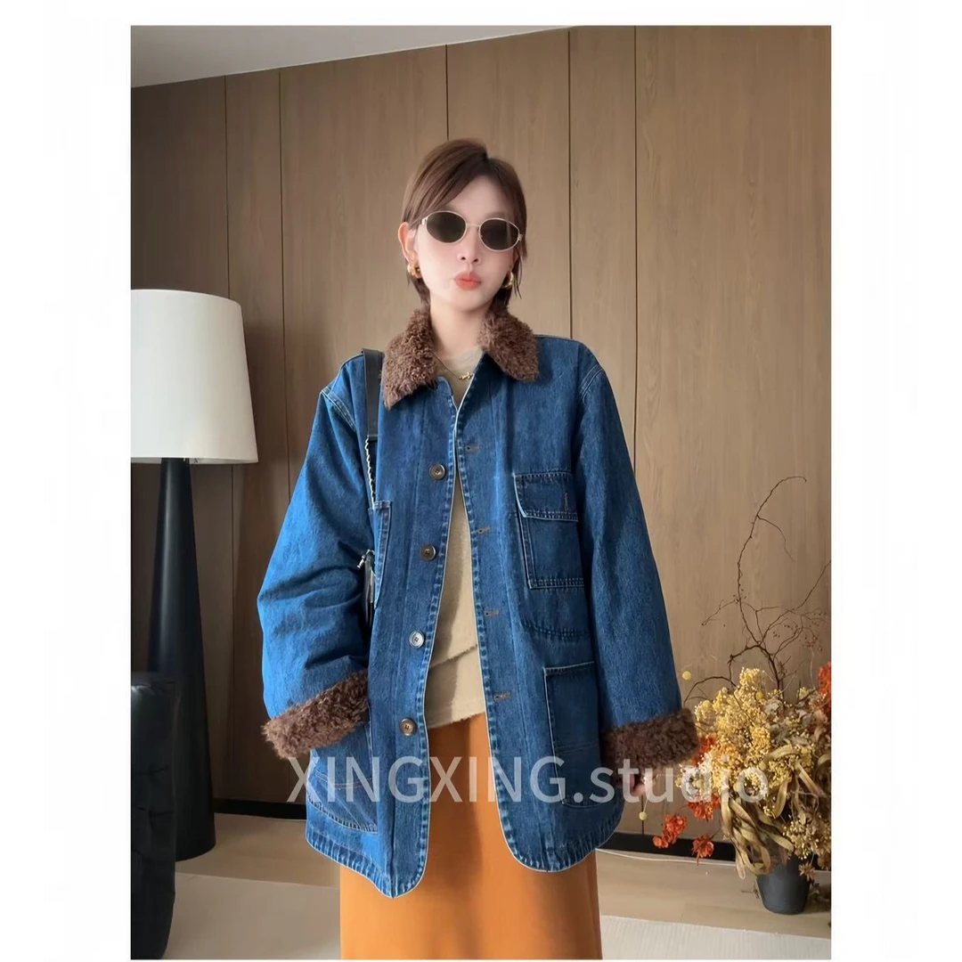 X.x.冬季新款时尚百搭显瘦宽松休闲翻领牛仔羽绒服外套女潮2788