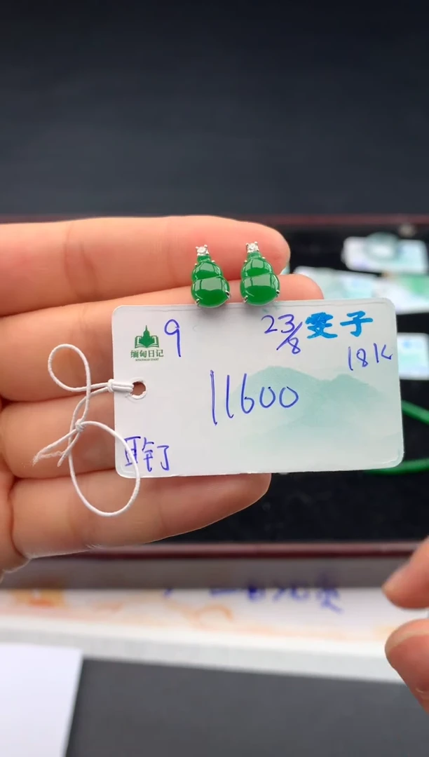 未镶嵌翡翠耳钉自带#送人#，联系客服核对地址~