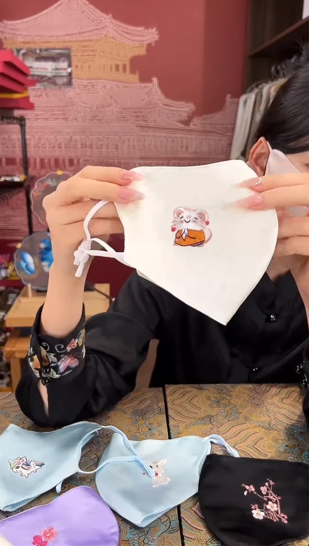 刺绣苏绣手工刺绣100桑蚕丝面罩