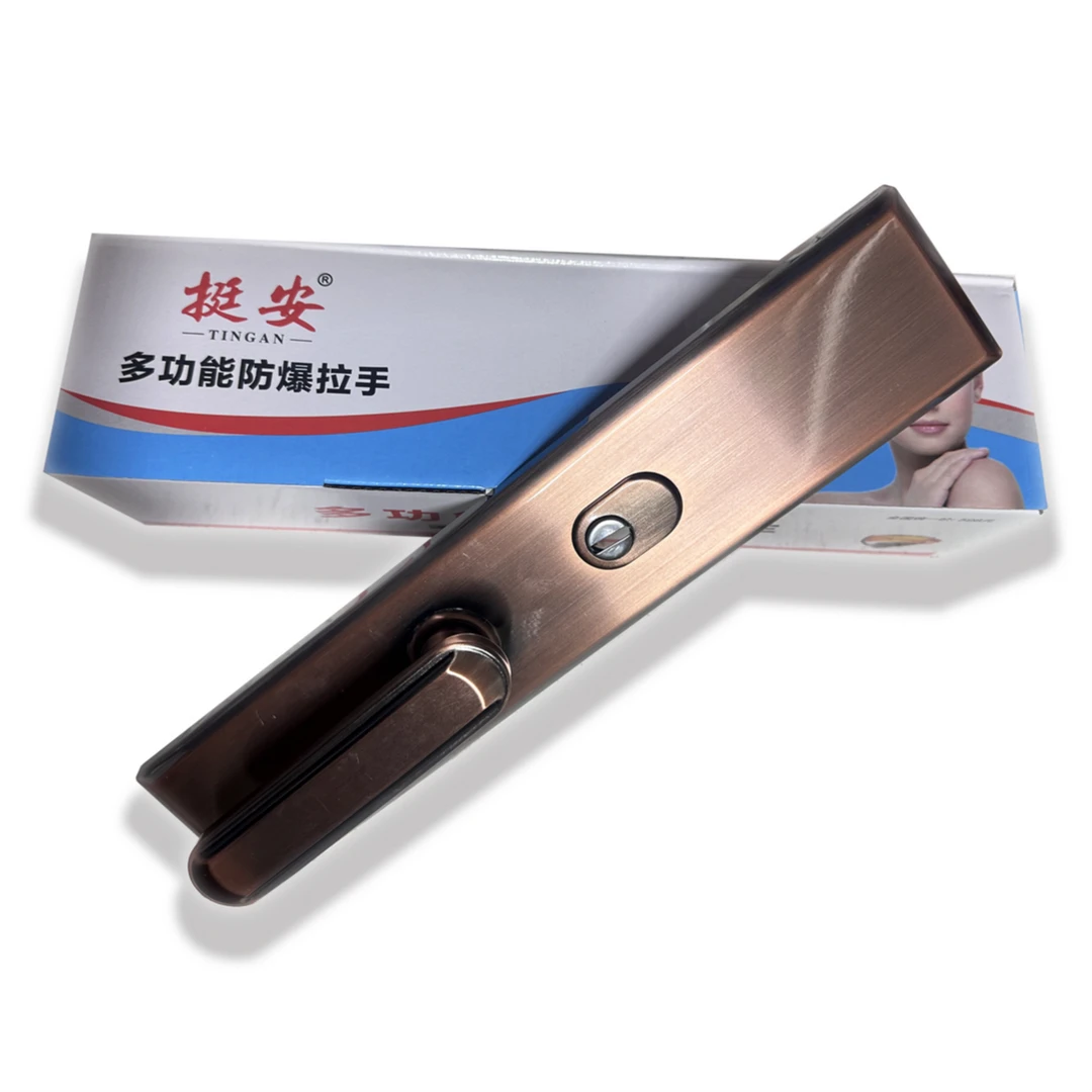 （拍1发6）防盗门多功能防爆大拉手红古铜防爆拉手双拉簧设计