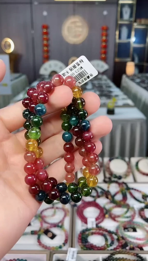 未镶嵌收藏级老矿碧玺三圈手串7mm+碧玺xion多样性发一条