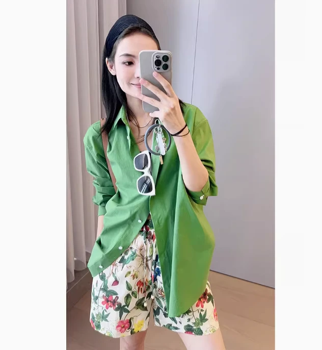 美洋MEIYANG长青衬衫 天丝棉混纺翻领休闲度假长袖衬衣S