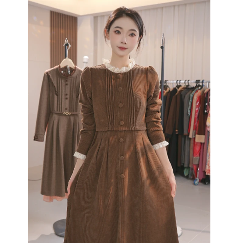 Y1293新款女装秋季长袖连衣裙气质时尚收腰秋冬款裙子