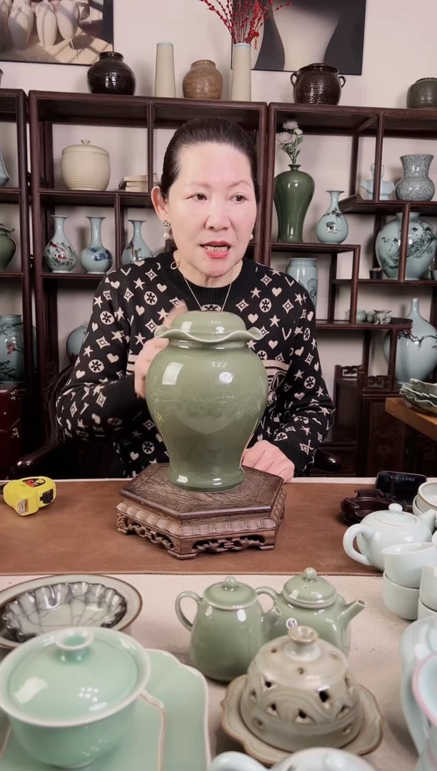 【闪购商品】杯纯手工 仿古釉 荷叶盖罐B