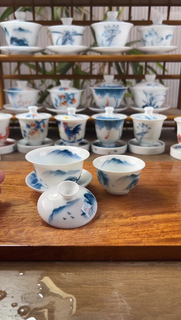 全品千里江山80ml三才盖碗+中和顺杯1个