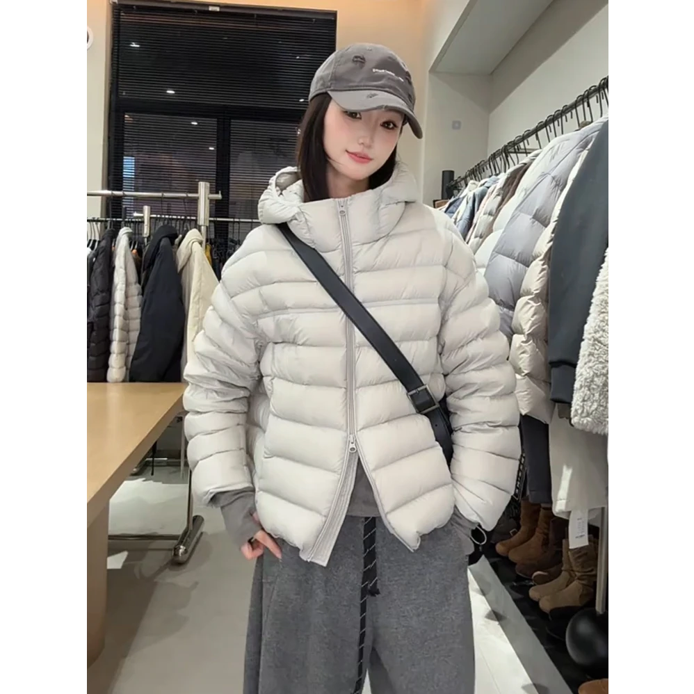排骨羽绒服女2025冬季新款小个子短款连帽轻薄保暖时尚洋气厚外套