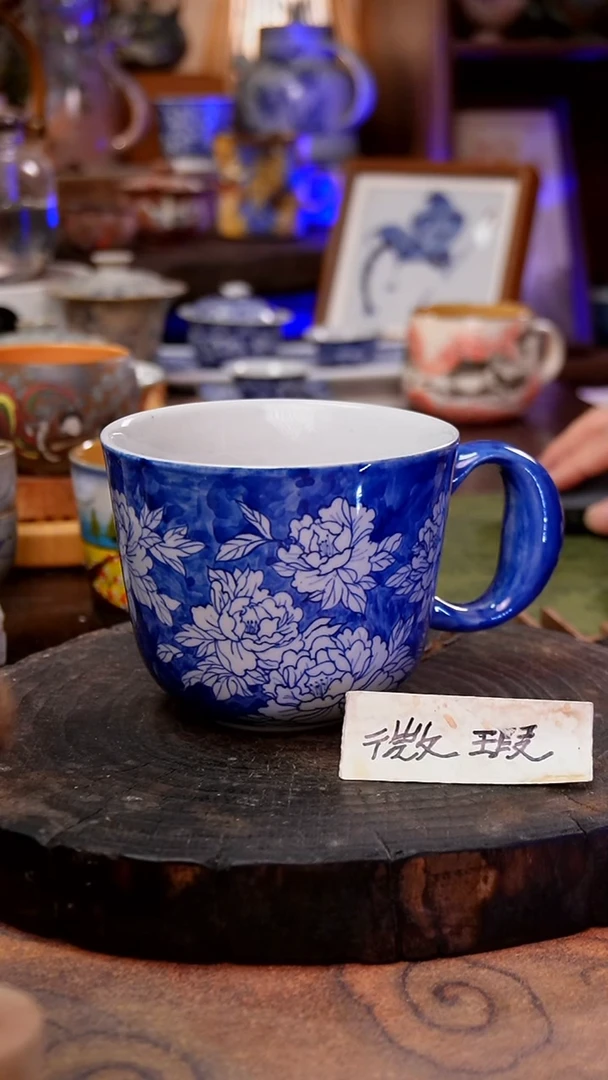 杯子牡丹手工手绘手工手绘