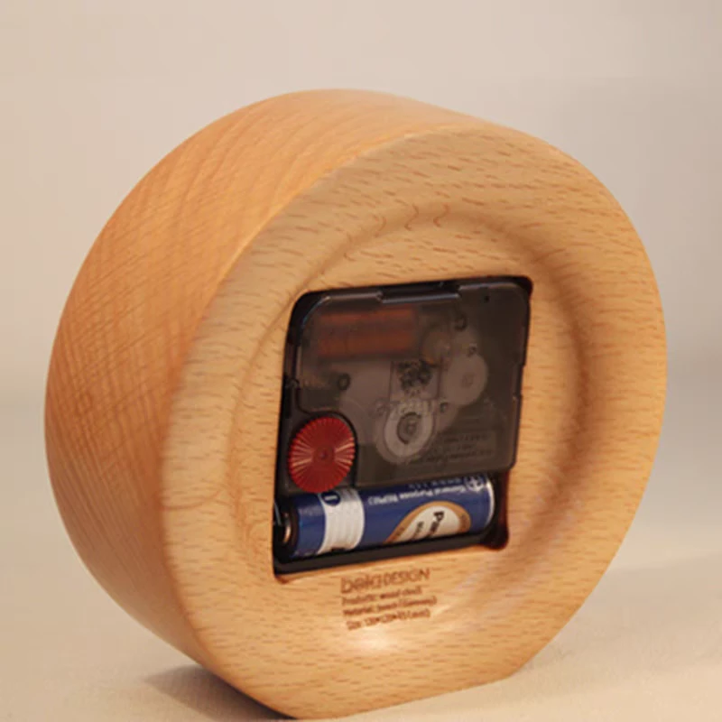 实木钟表简约静音闹钟创意原木钟床头台时钟木质桌面榉木座钟摆件