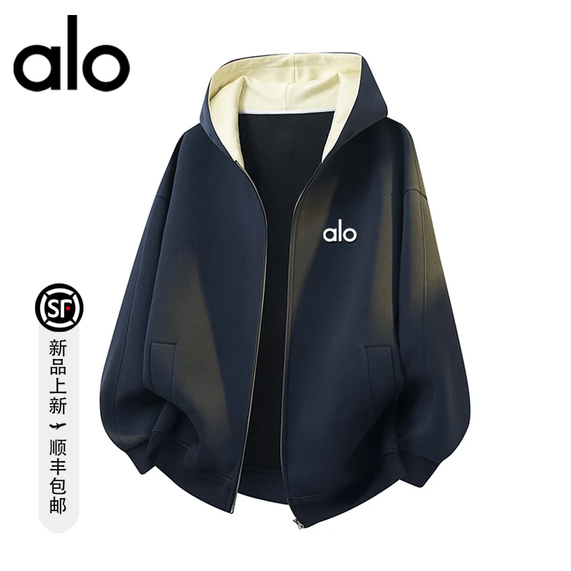 alo潮牌 秋季宽松百搭男女同款休闲卫衣情侣美式潮流连帽开衫外套