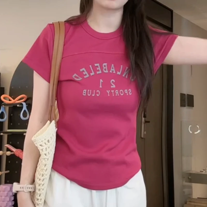 2025夏季新款时尚百搭做旧复古印花休闲女士T恤LK2504660