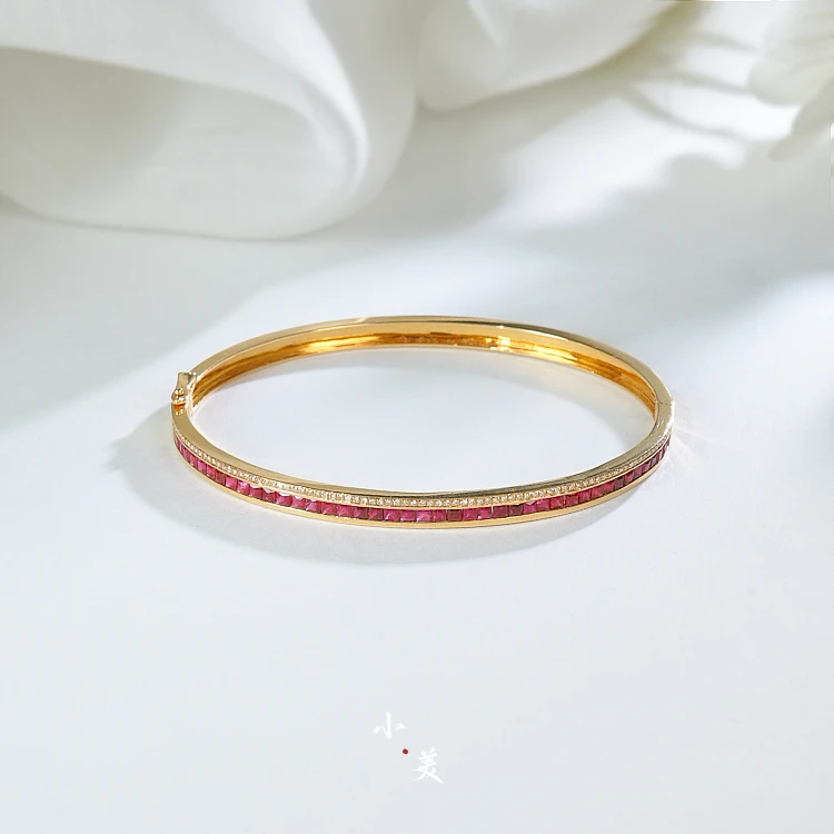 18K金红宝六字箴言手镯（多样性发）G9900