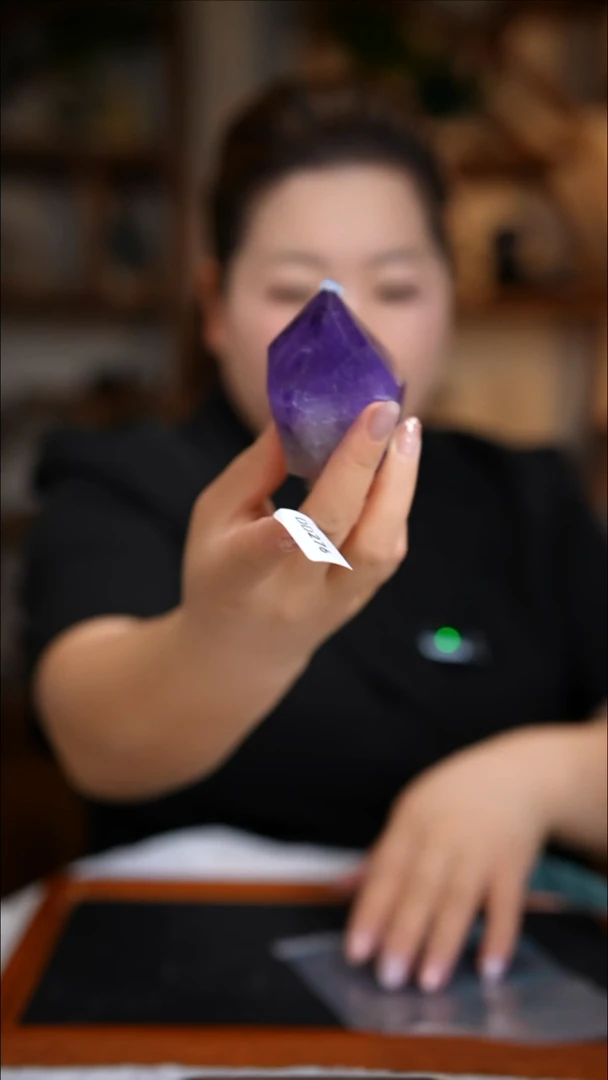 水晶珠宝半成品未镶嵌紫晶柱子D276