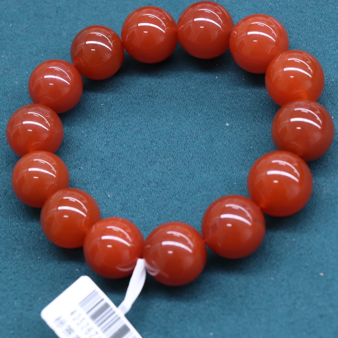 原矿无优化保山南红玛瑙杨柳大黑洞锦红单圈15mm左右