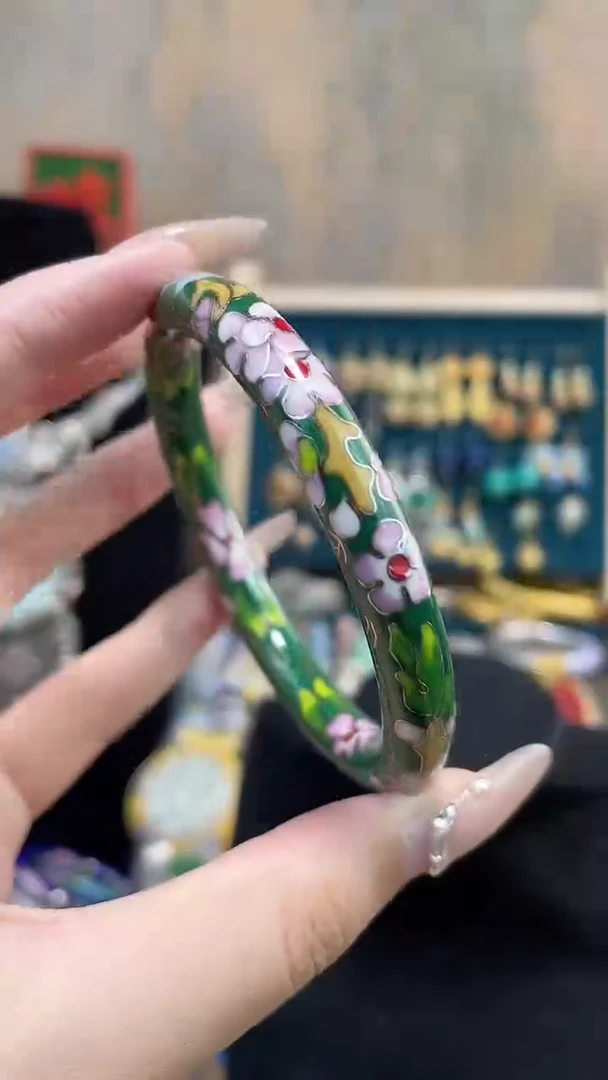 非遗景泰蓝细棍镯绿色