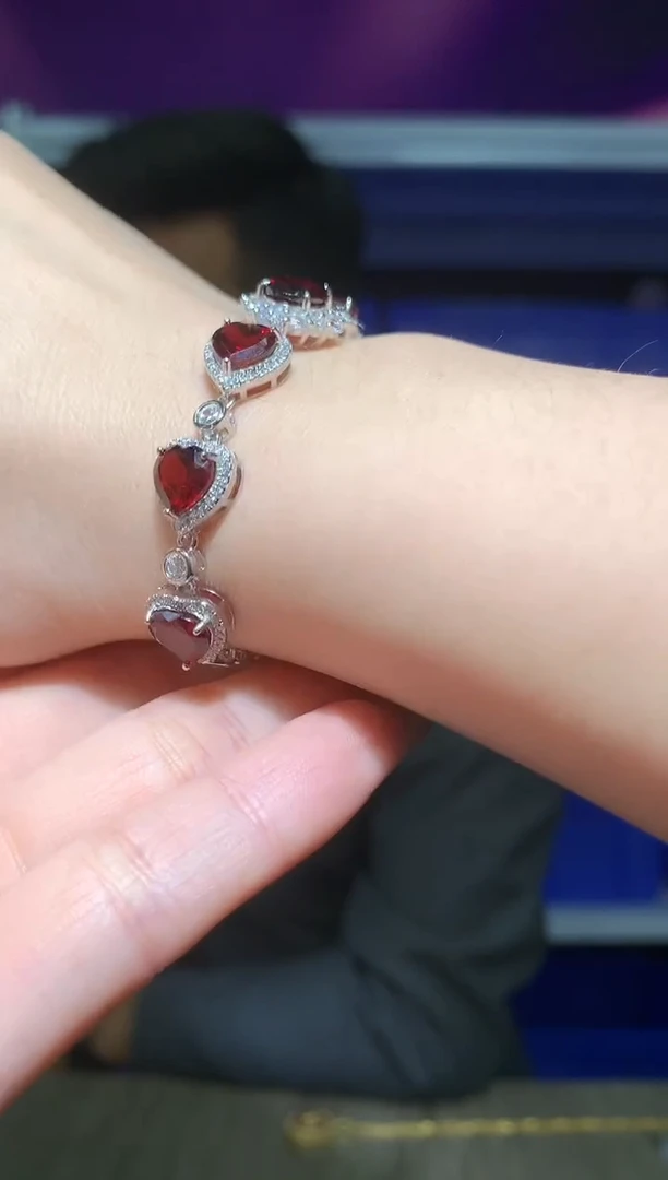 银S925镶嵌手链石榴石【宝石世家严选】