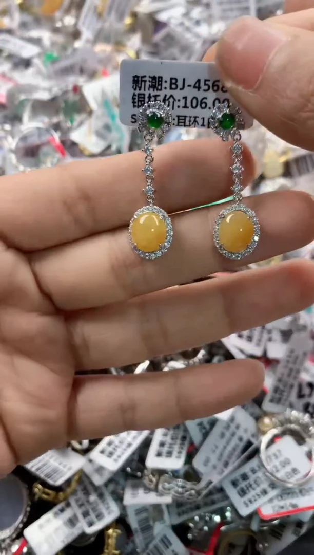 银S925镶嵌戒指翡翠555    9