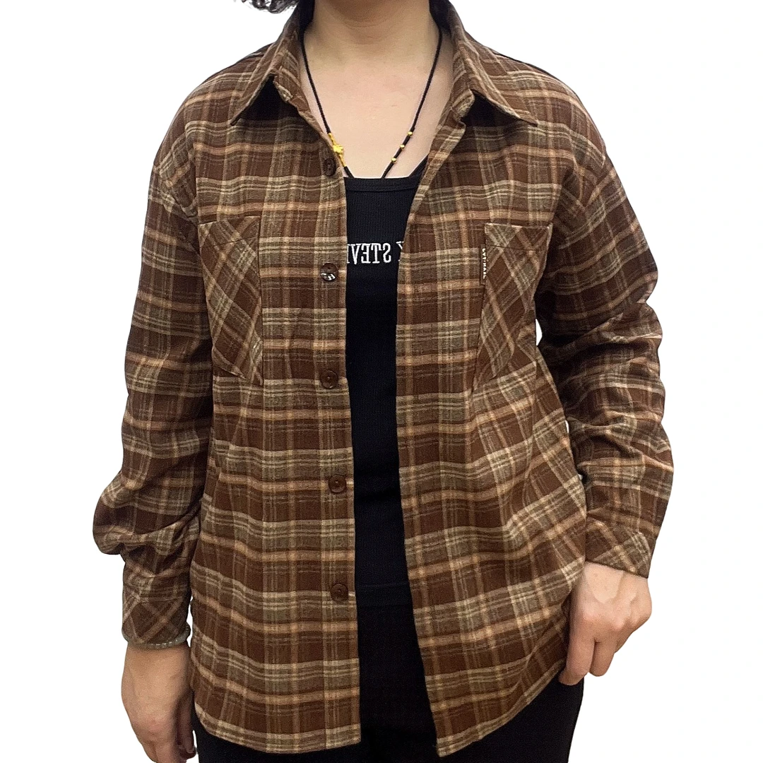 『在线』LA05长款格子衬衫外套