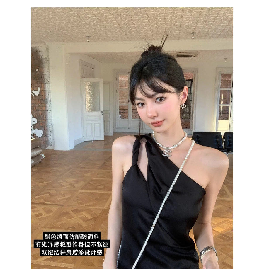 纯欲风辣妹气质修身斜肩T恤上衣女夏季2025新款显瘦半身裙/裤子