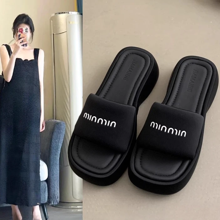 厚底增高凉拖鞋女夏外穿2025年新款时尚配裙子一字拖休闲沙滩凉鞋