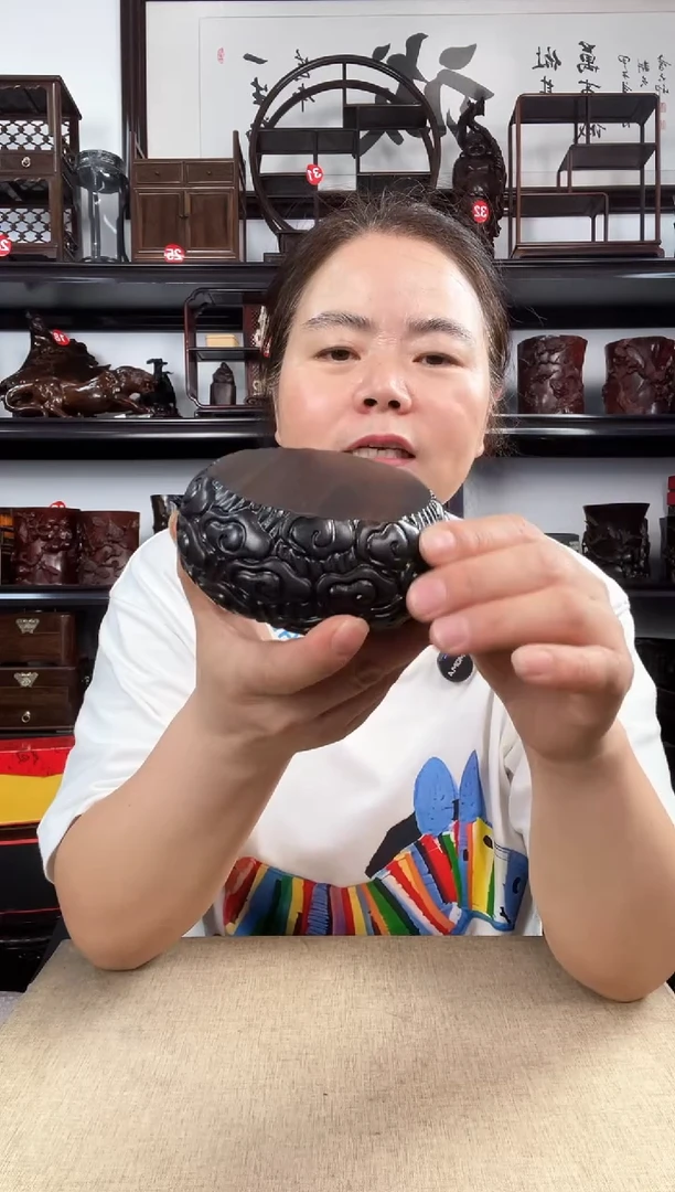 木小云纹圆老李红木工艺品