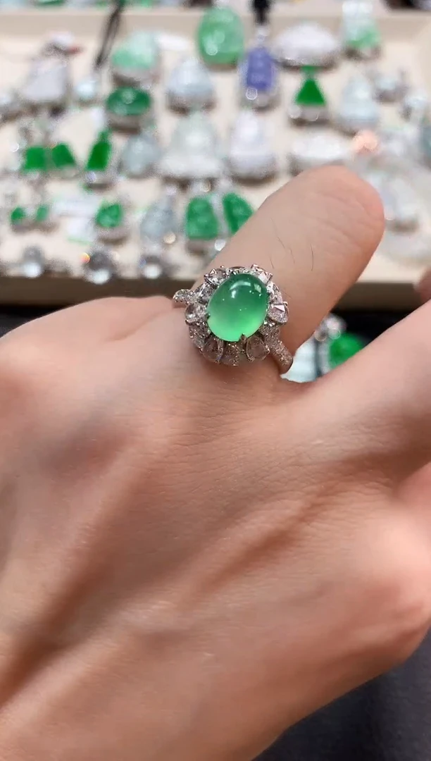 翡翠戒指18K金镶嵌n5