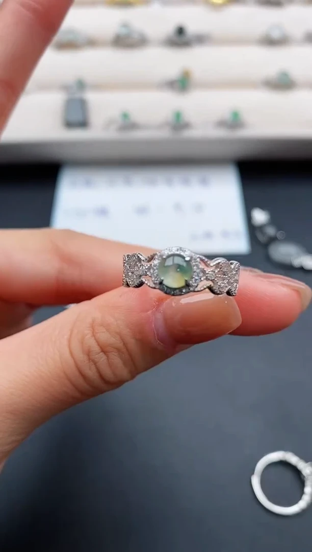 银S925镶嵌戒指翡翠3333333+1