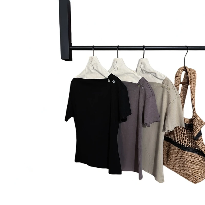 【亦里Yilane】针织斜肩上衣5285