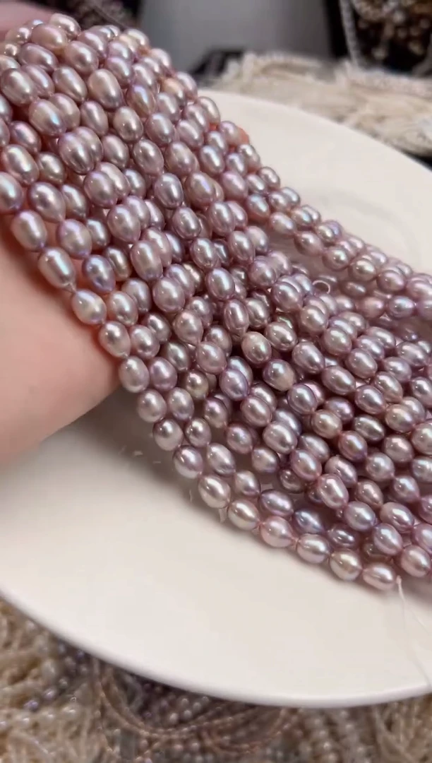 未镶嵌淡水珍珠福利粉紫色*强光珍珠项链（7mm左右）